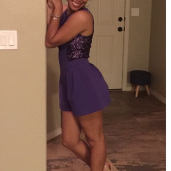 Purple sequenced romper - Picture 3 of 3